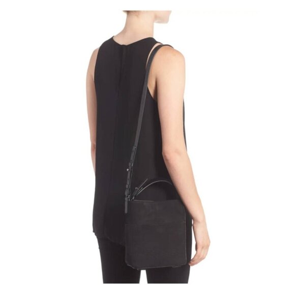 AllSaints - Cooper Mini Tote (Crossbody) Bag in Black Nubuck - Picture 5 of 11